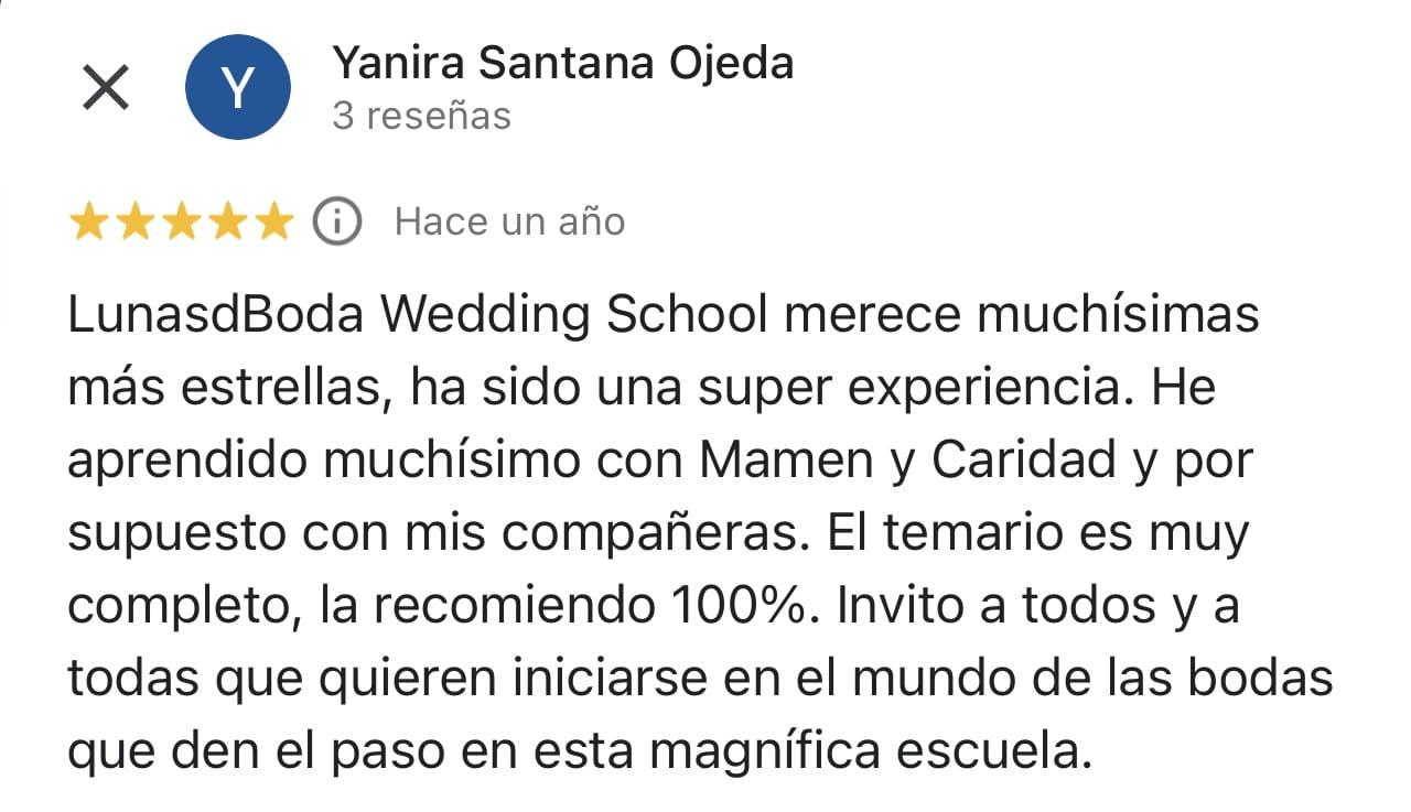 Testimonio extraído de Google
