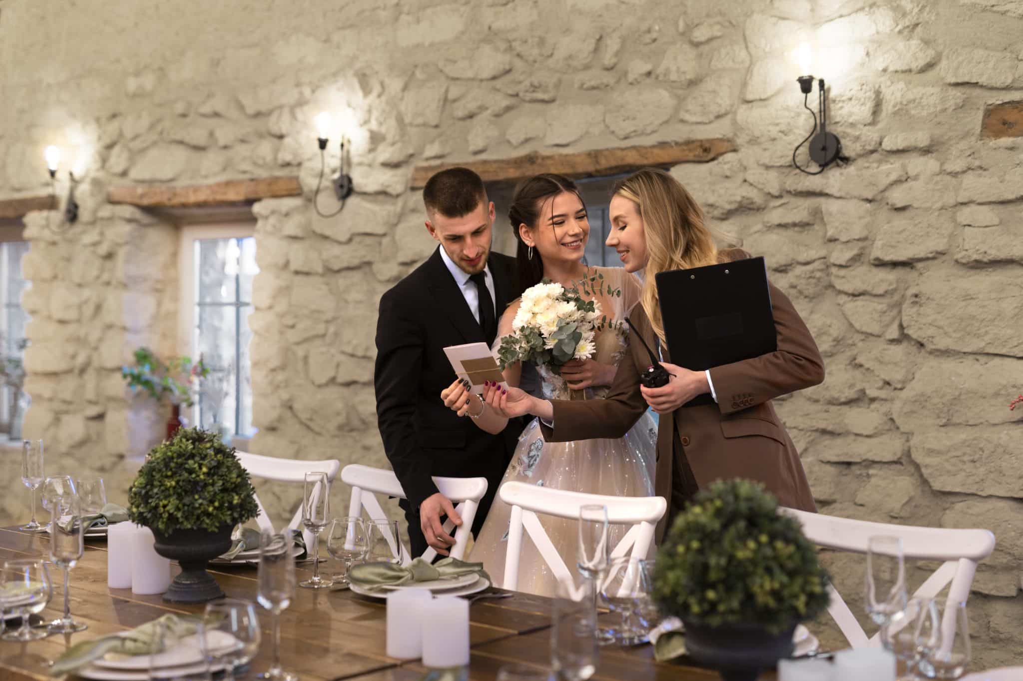 planificador-bodas-femenino-que-trabaja-novia-novio
